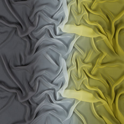 Ombre Silk Chiffon - Warm Olive to Dark Silver
