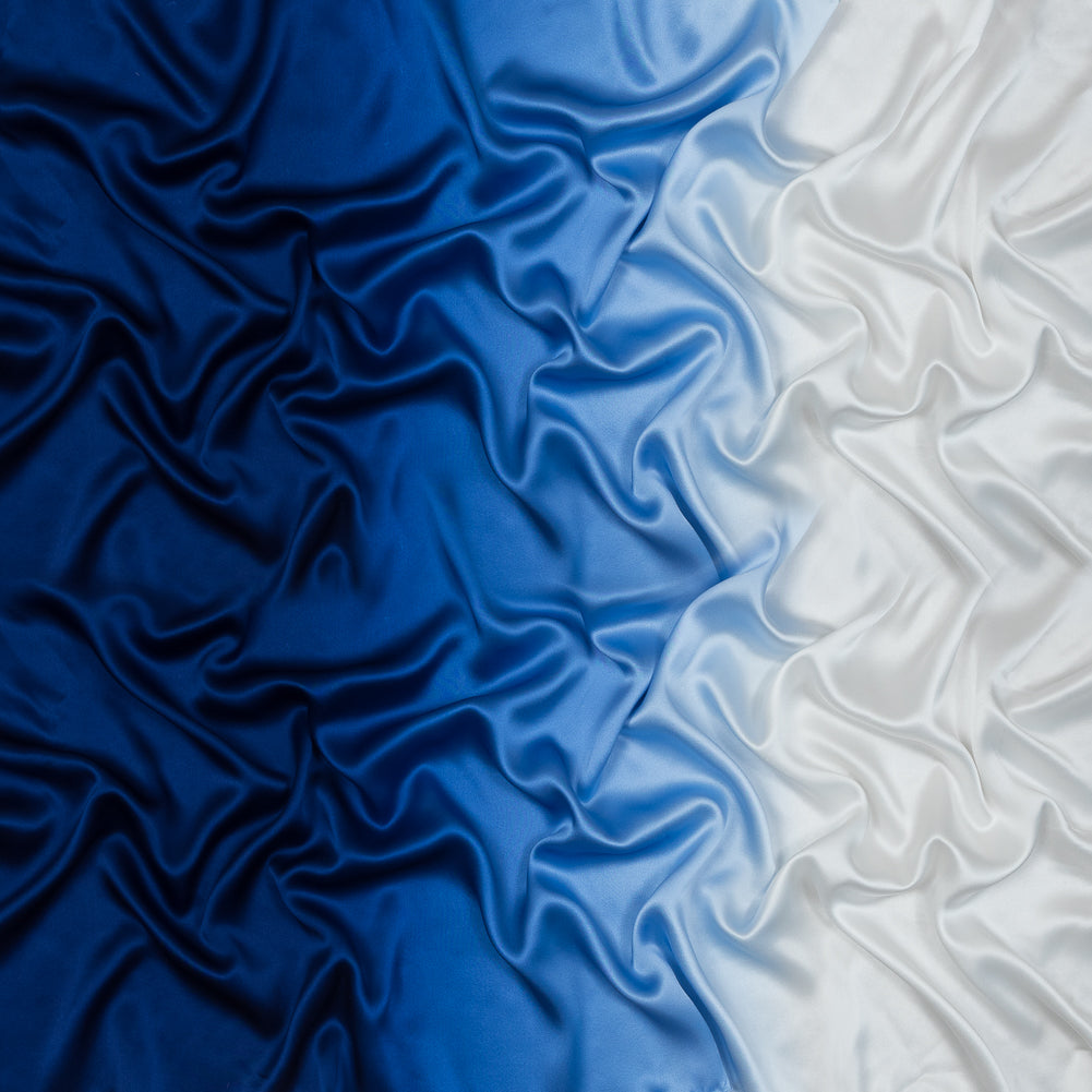 Whisper White and Mazarine Blue Ombre Silk Charmeuse