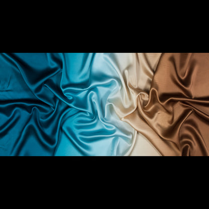 Dachshund and Deep Teal Ombre Silk Charmeuse Folded