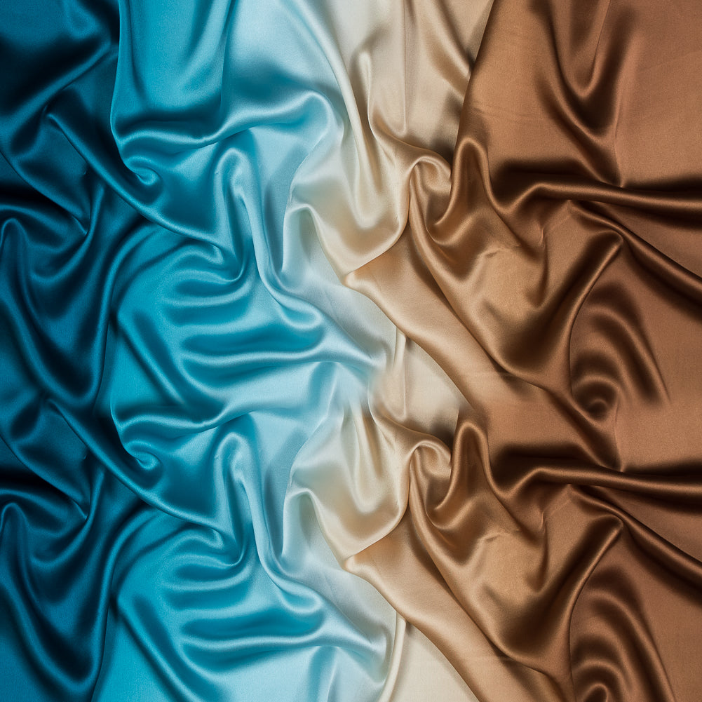 Dachshund and Deep Teal Ombre Silk Charmeuse