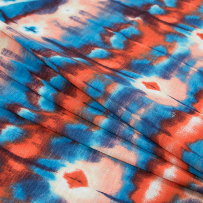 Blue and Orange Abstract Printed Cotton Jersey Detail