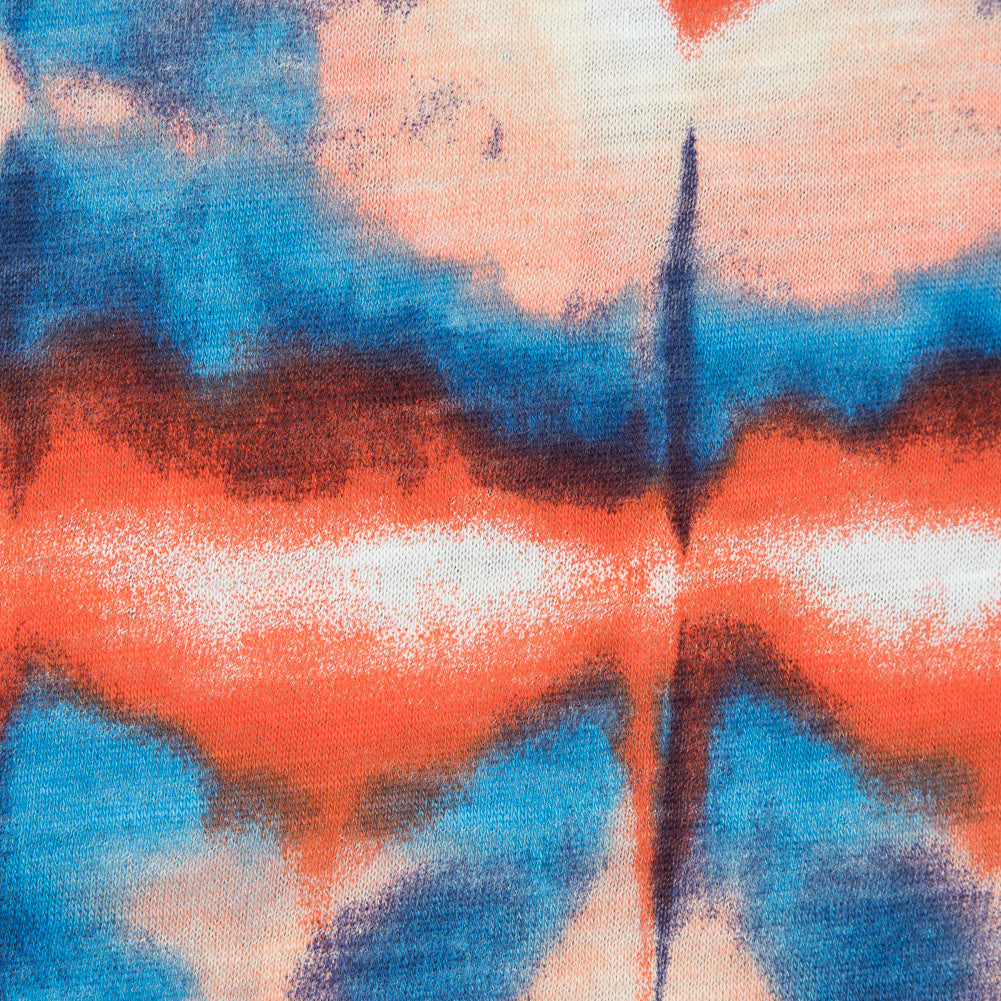 Blue and Orange Abstract Printed Cotton Jersey Full