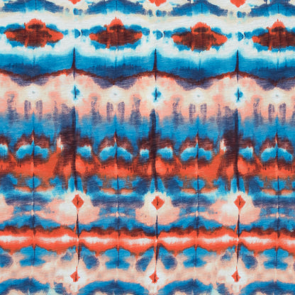 Blue and Orange Abstract Printed Cotton Jersey