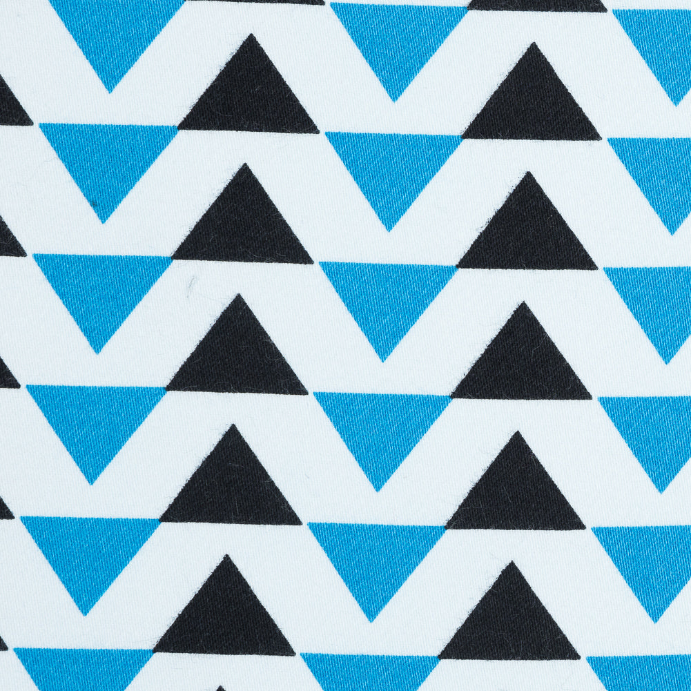 Blue Geometric Stretch Cotton Sateen Full