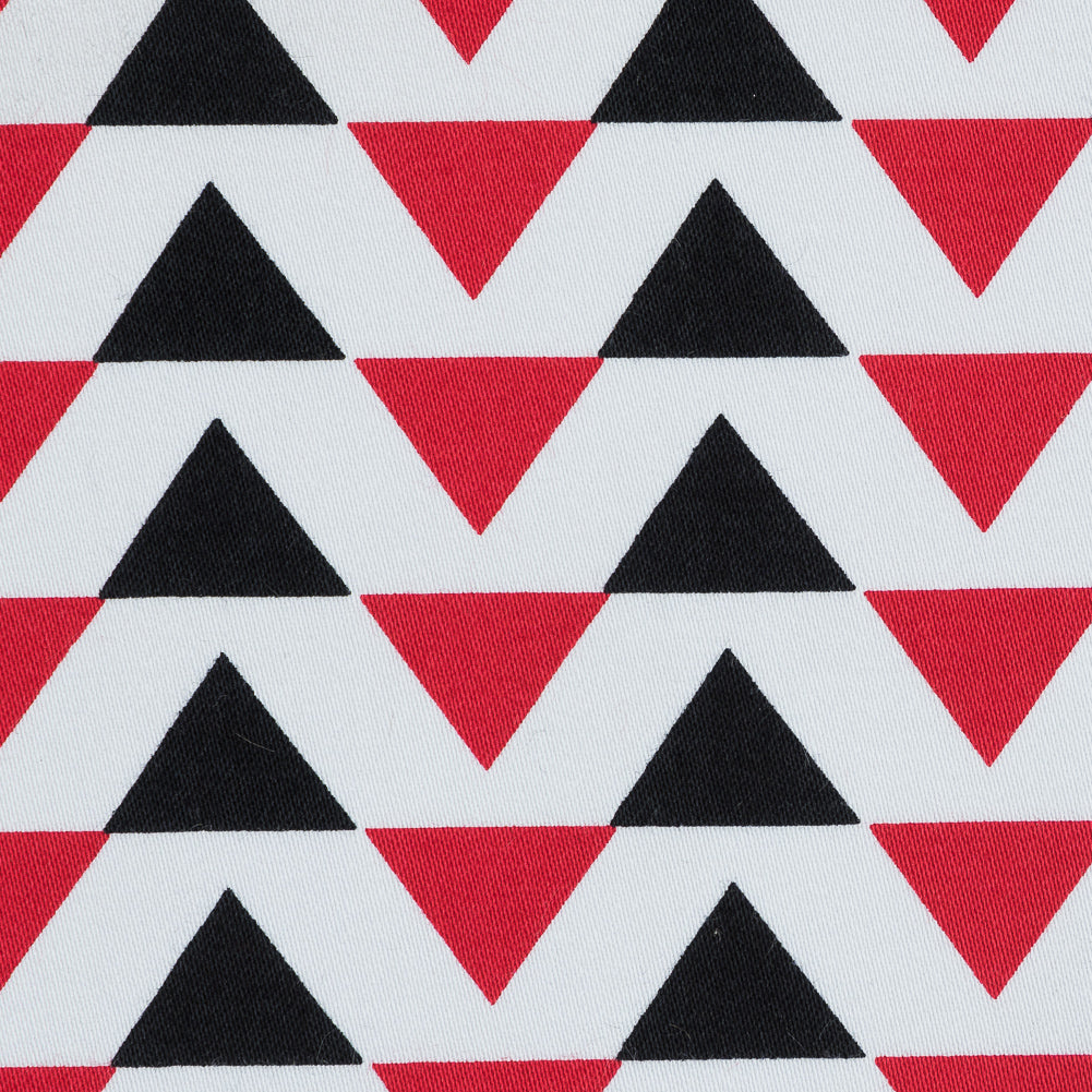 Red Geometric Stretch Cotton Sateen Detail