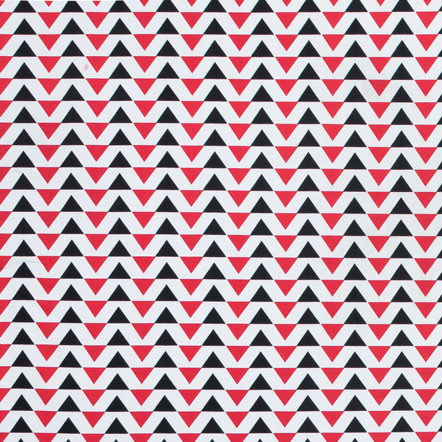 Red Geometric Stretch Cotton Sateen