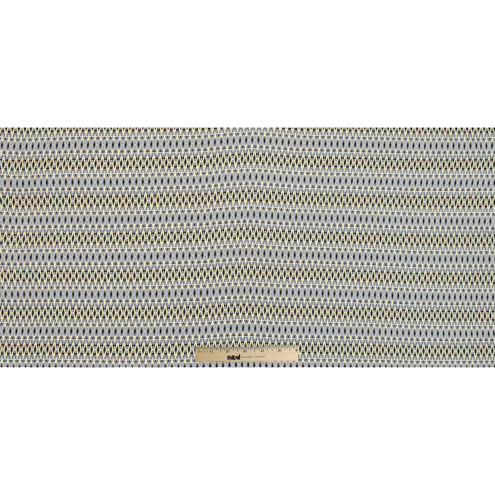 Yellow Geometric Stretch Cotton Twill Folded