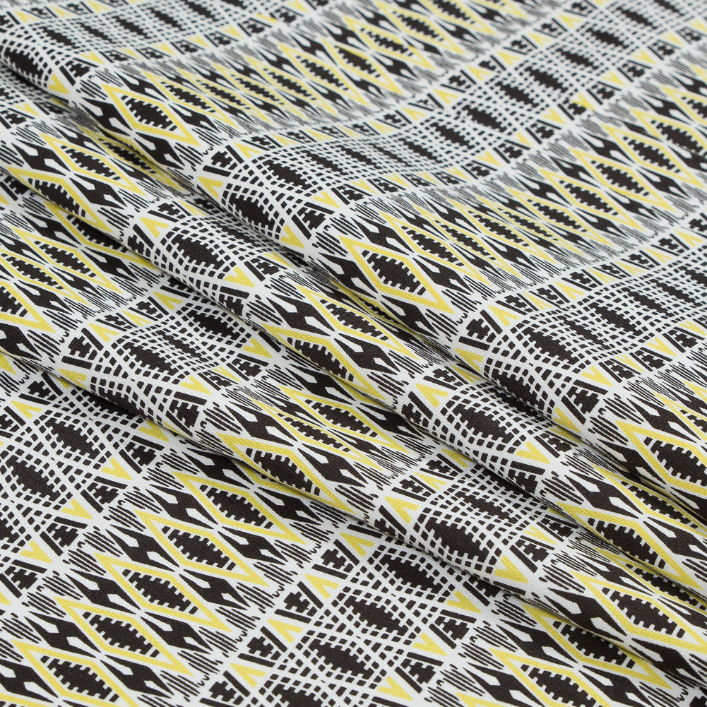 Yellow Geometric Stretch Cotton Twill Detail