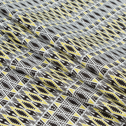 Yellow Geometric Stretch Cotton Twill Detail