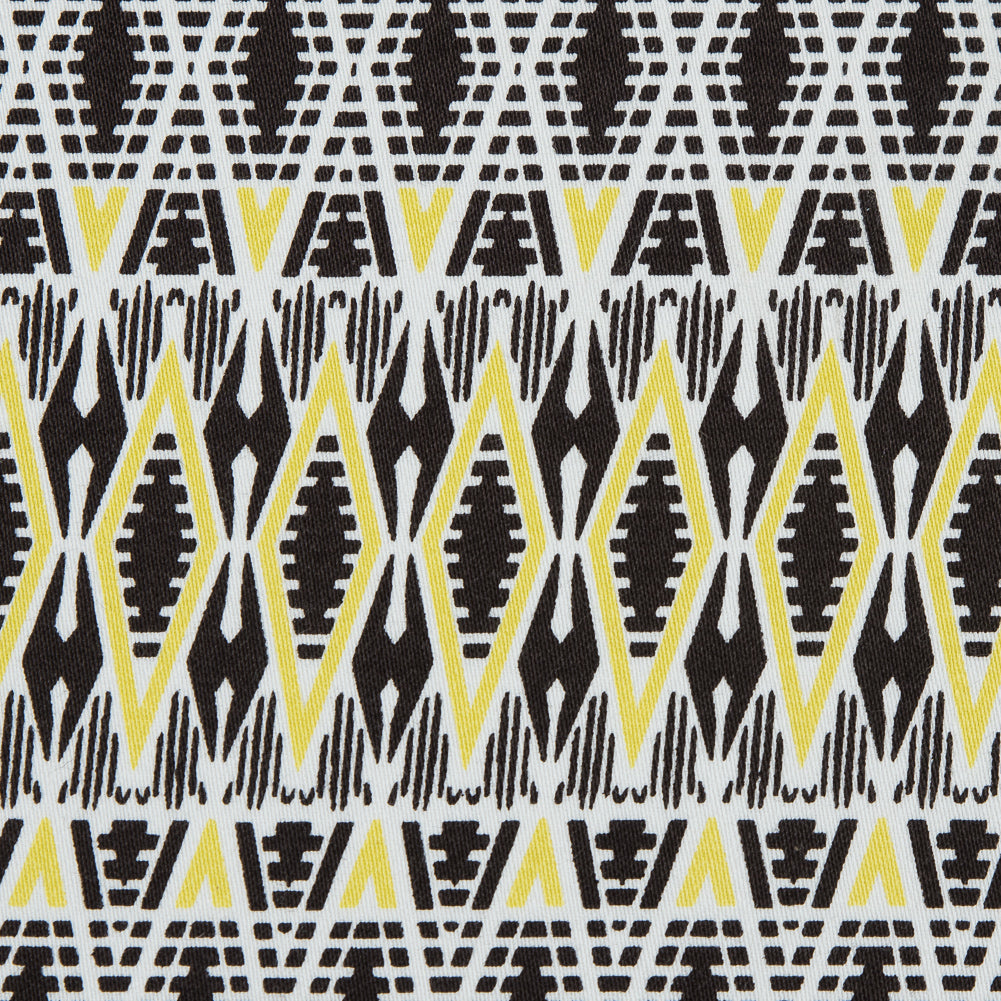 Yellow Geometric Stretch Cotton Twill Full