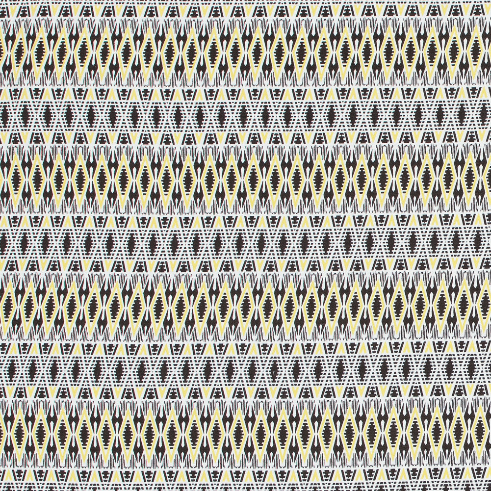 Yellow Geometric Stretch Cotton Twill