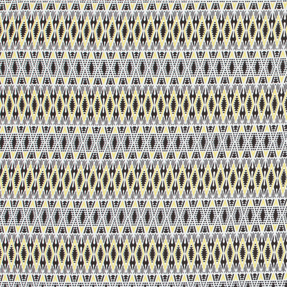 Yellow Geometric Stretch Cotton Twill