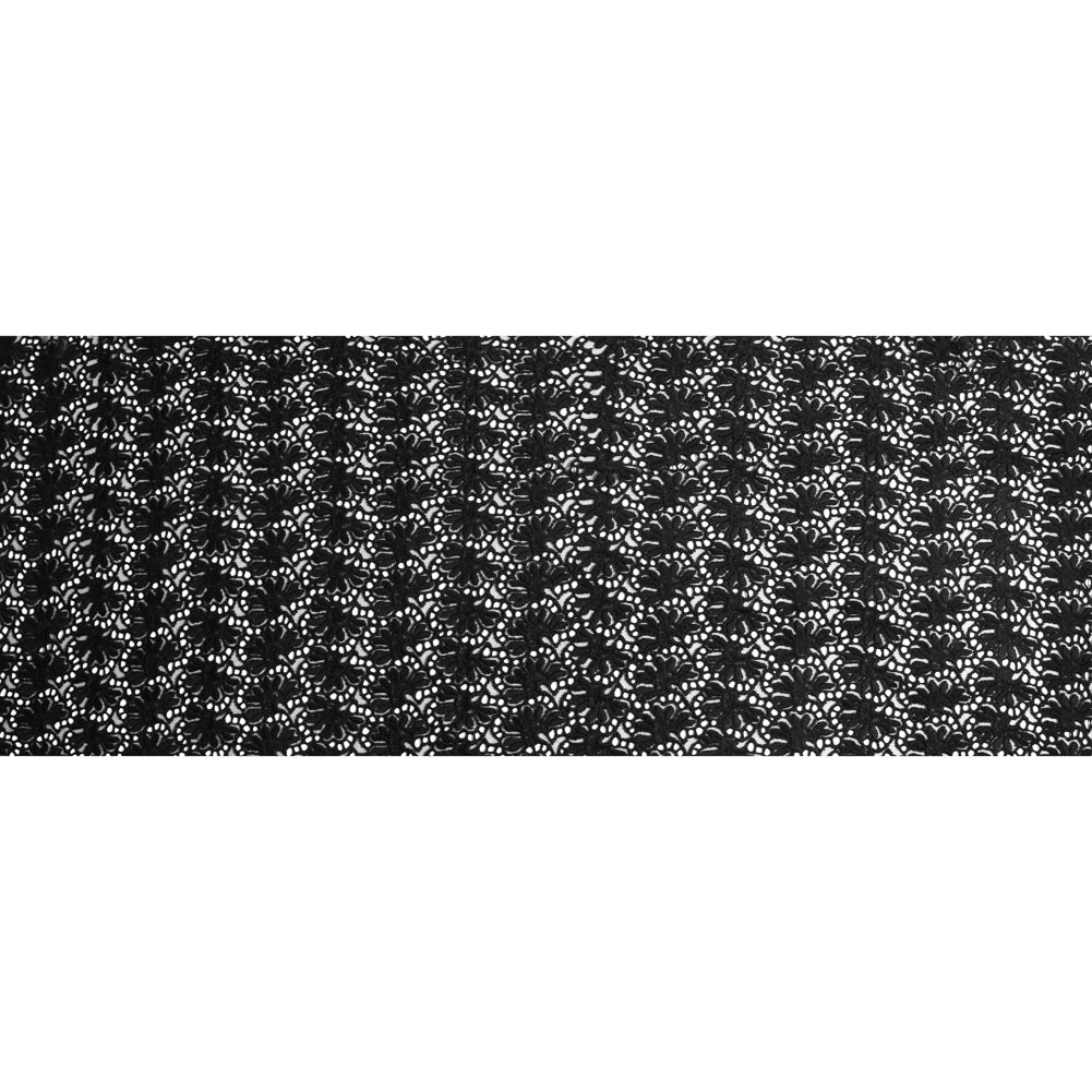 Black Floral Partially Netted Lace Full