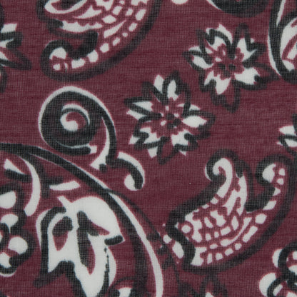Famous NYC Designer Wine Paisley Silk and Cotton Voile Detail