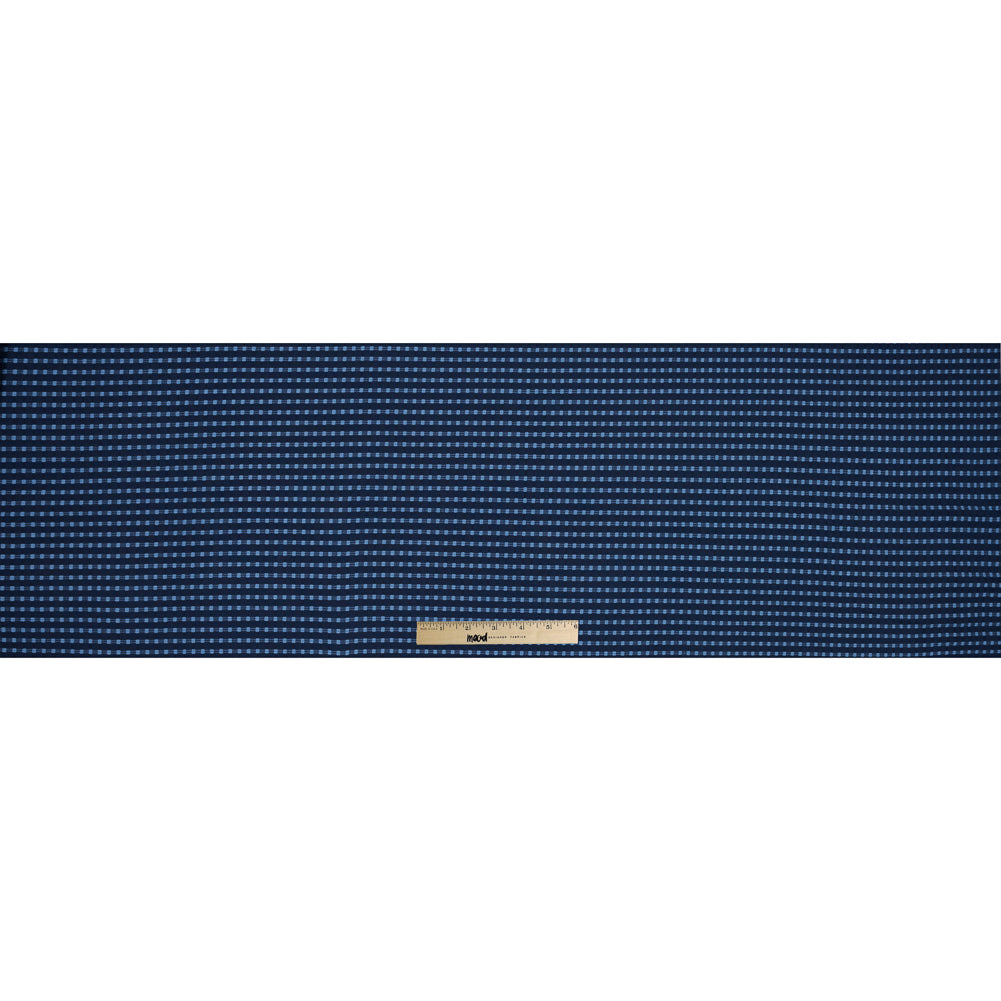 Eclipse Navy Cotton Faille with Baby Blue Checks Full