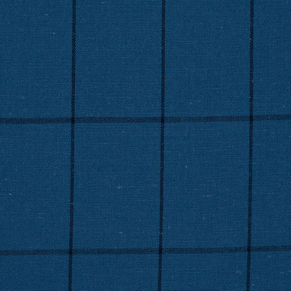 Blue and Black Windowpane Check Cotton Woven Detail