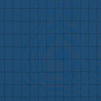 Blue and Black Windowpane Check Cotton Woven