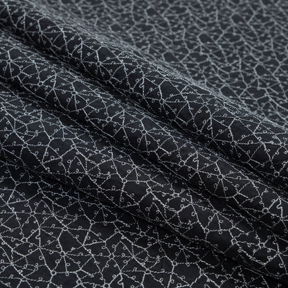Black and White Abstract Embroidered Silk Woven Folded