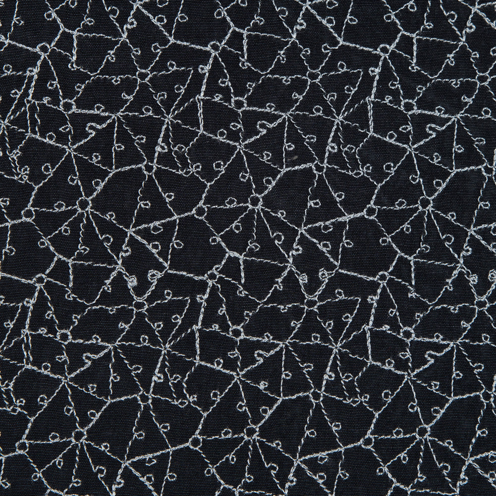 Black and White Abstract Embroidered Silk Woven Detail