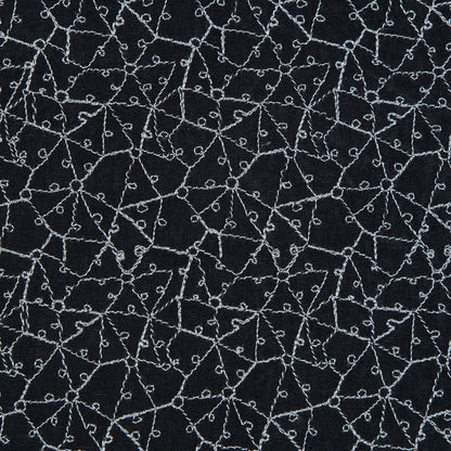 Black and White Abstract Embroidered Silk Woven Detail