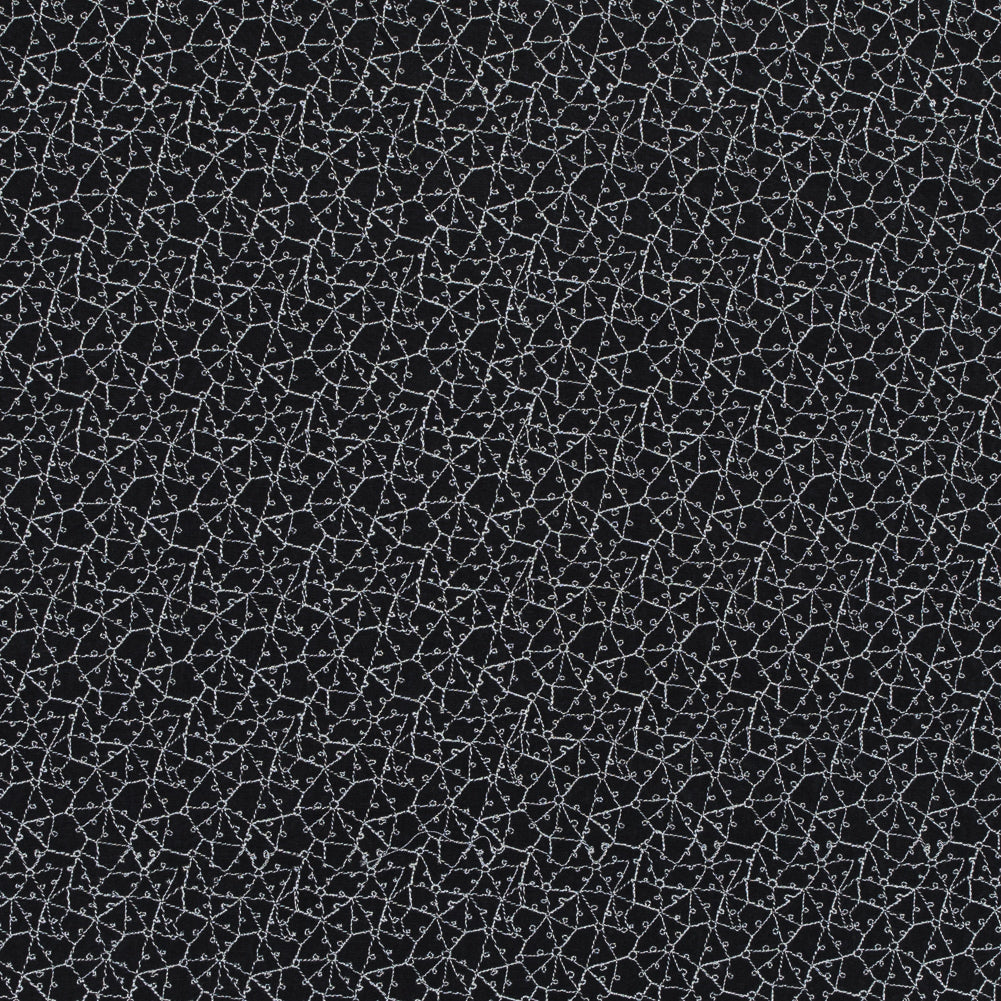 Black and White Abstract Embroidered Silk Woven