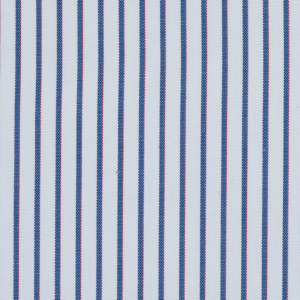 Red, White and Blue Shadow Striped Japanese Cotton Shirting Detail