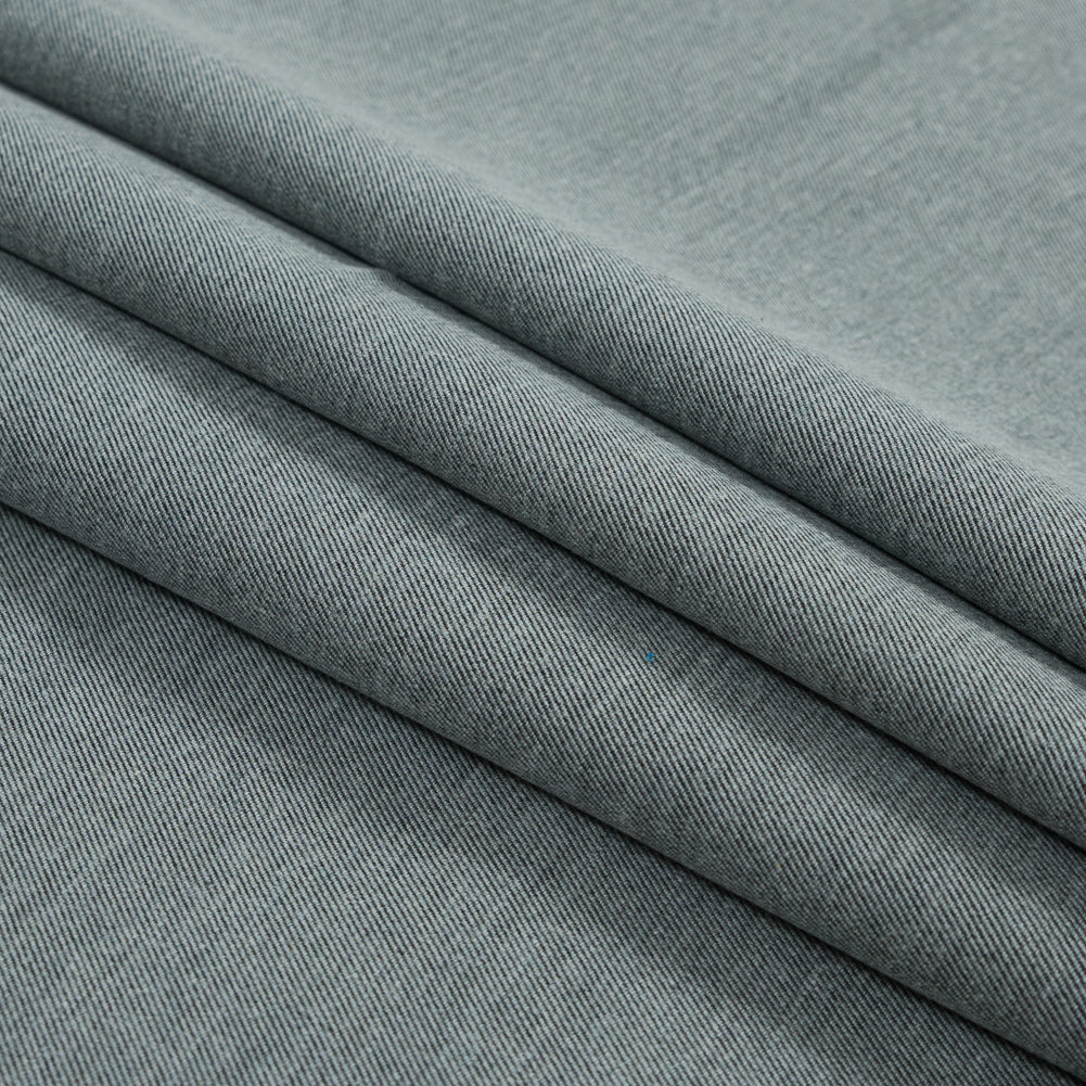 Oatmeal and Gray Double-Faced Brushed Cotton Twill Folded