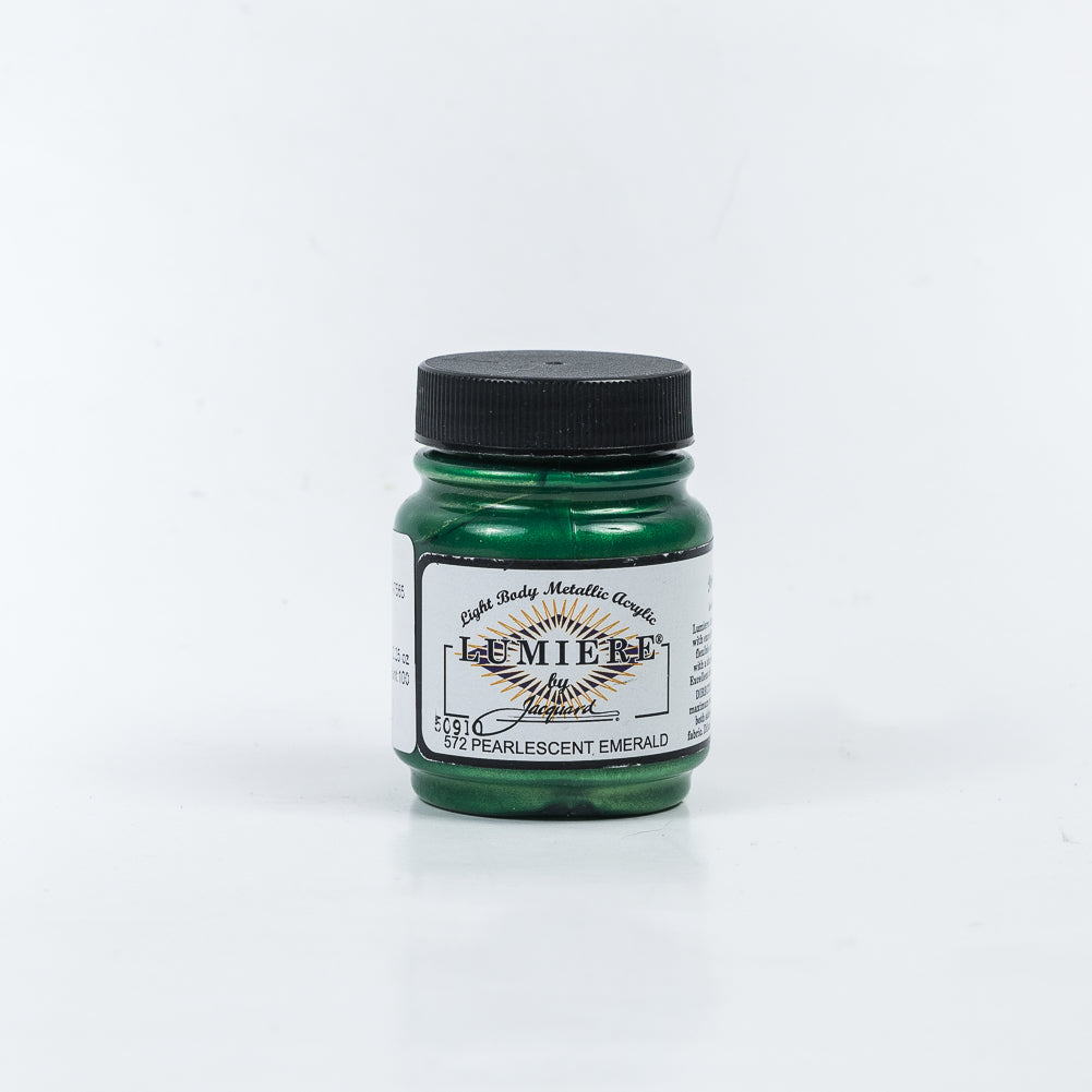 Jacquard Lumiere Textile Paint - 572 Pearlescent Emerald - Light Body Metallic Acrylic