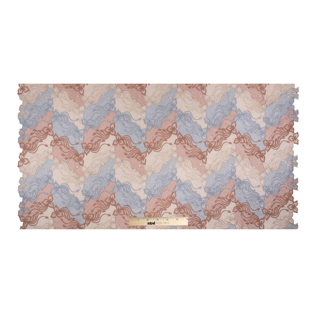 Guipure Lace - Copper, Gray and Cream Tri-Color Floral Chevrons Full