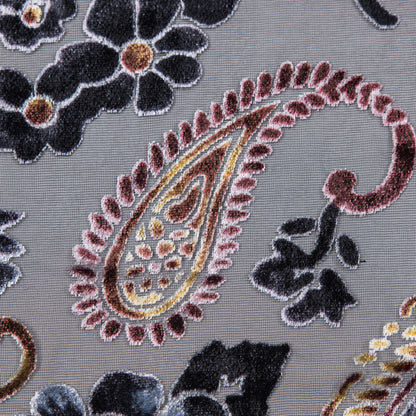 Paisley Burnout Velvet - Black and Brown Detail