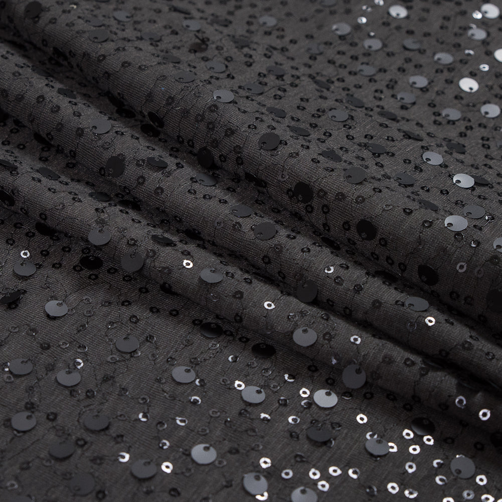 Pewter Jersey Knit Covered in Circle and Baby Sequins Folded