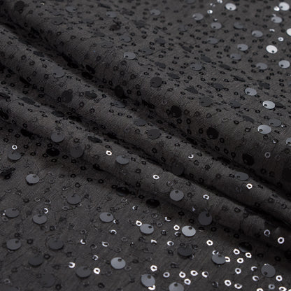 Pewter Jersey Knit Covered in Circle and Baby Sequins Folded