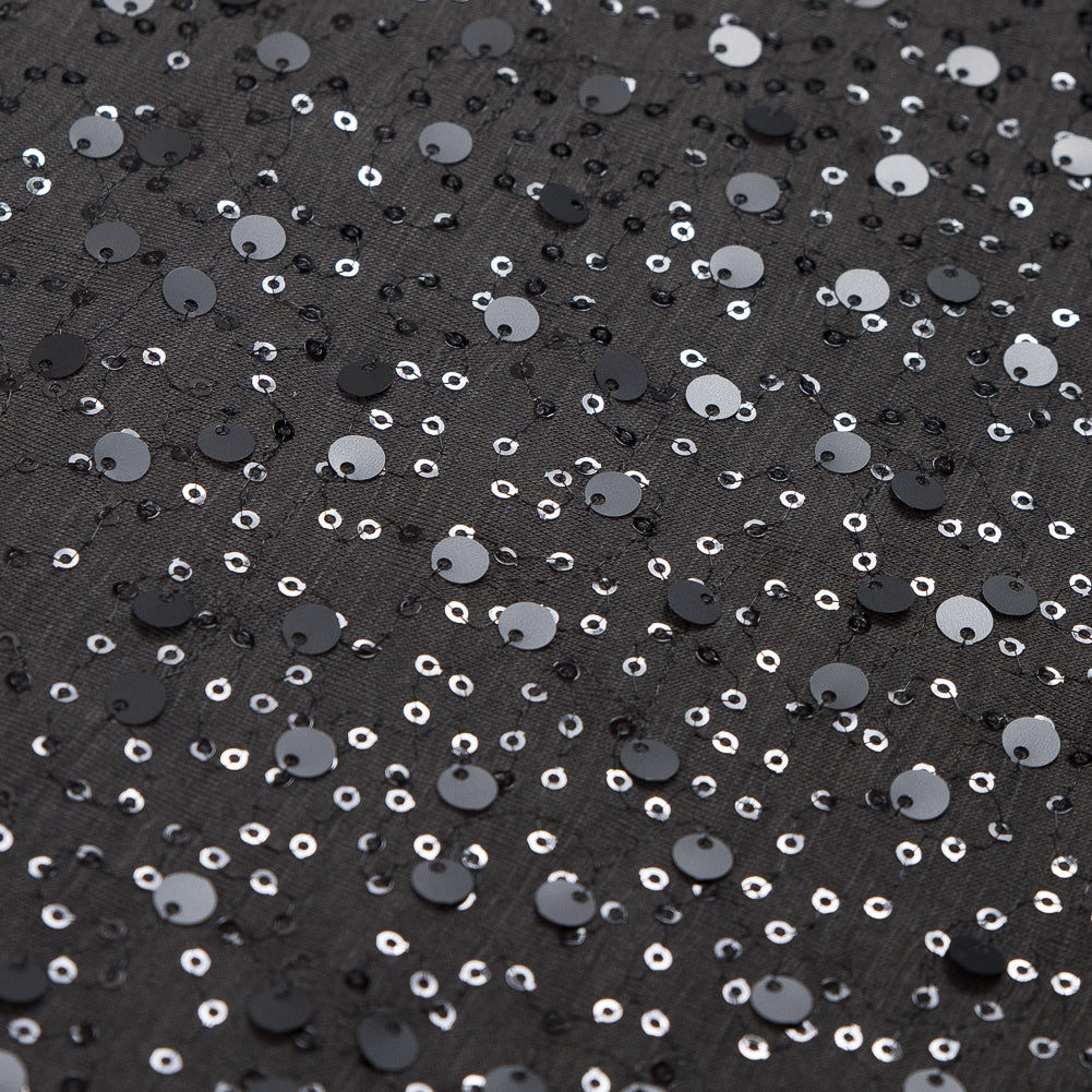 Pewter Jersey Knit Covered in Circle and Baby Sequins Detail