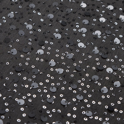 Pewter Jersey Knit Covered in Circle and Baby Sequins Detail