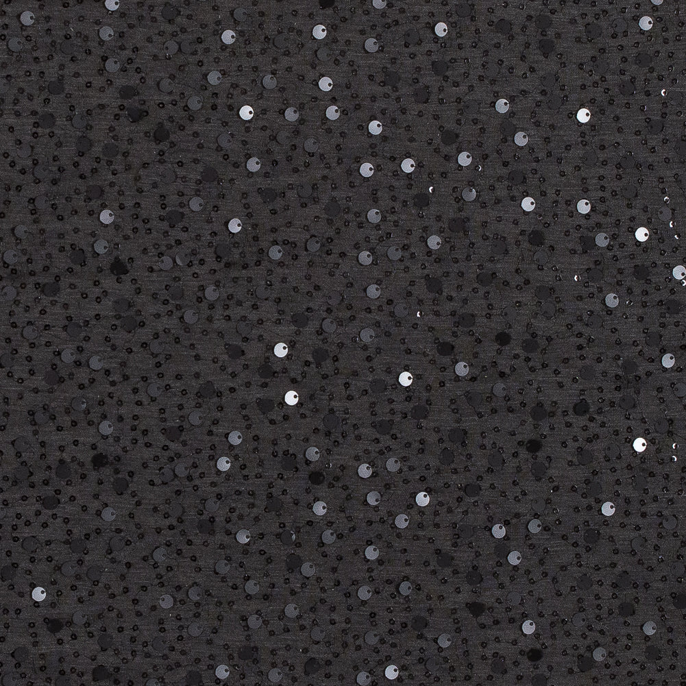 Pewter Jersey Knit Covered in Circle and Baby Sequins