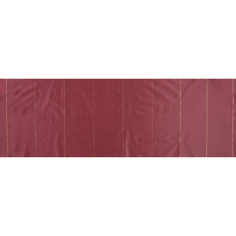 Red Polyester Taffeta with Metallic Gold Stripes Full