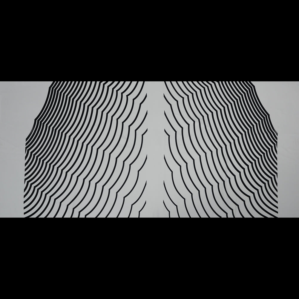 Famous NYC Designer Gardenia and Black Abstract Polyester Panel Full