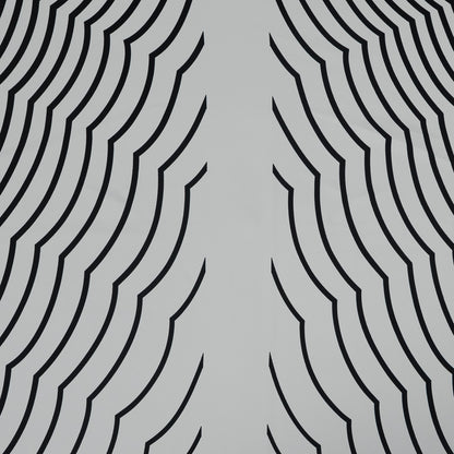 Famous NYC Designer Gardenia and Black Abstract Polyester Panel