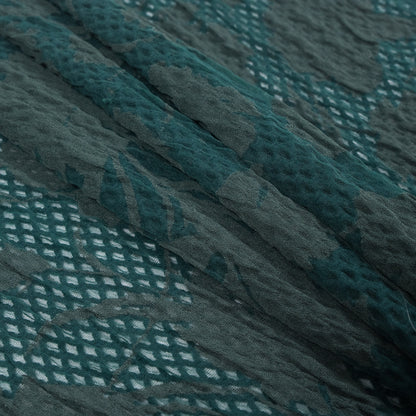 Emerald Green Wool and Acrylic Netting Backed by Fine Floral Knit Folded