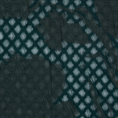 Emerald Green Wool and Acrylic Netting Backed by Fine Floral Knit Detail