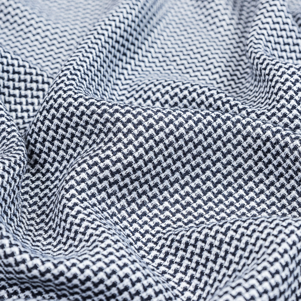 Maritime Blue and White Nailshead Cotton Blend Tweed Detail