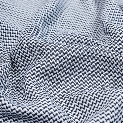 Maritime Blue and White Nailshead Cotton Blend Tweed Detail