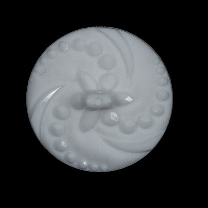White Floral Nylon Shank Back Button - 44L/28mm Detail