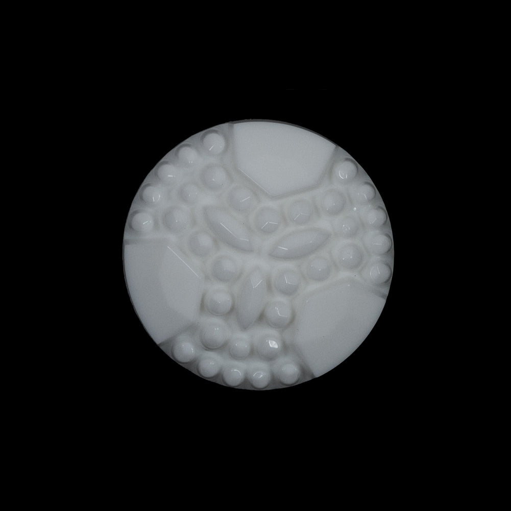 White Floral Plastic Shank-Back Button - 36L/23mm
