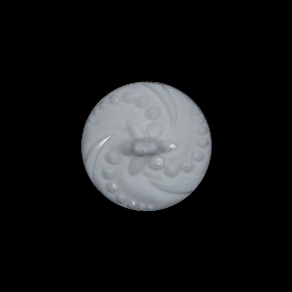 White Floral Plastic Shank-Back Button - 30L/19mm Detail