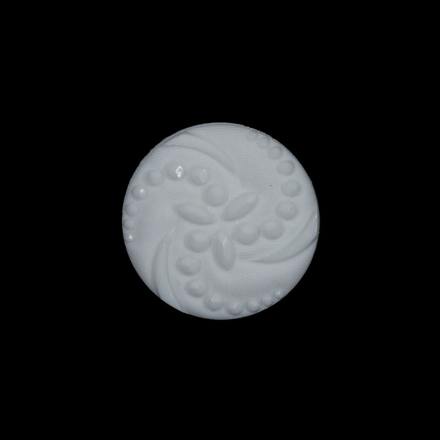White Floral Plastic Shank-Back Button - 30L/19mm