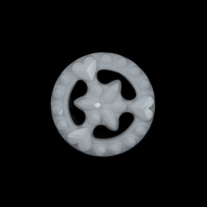 White Hearts and Gems Plastic Shank-Back Button - 36L/23mm
