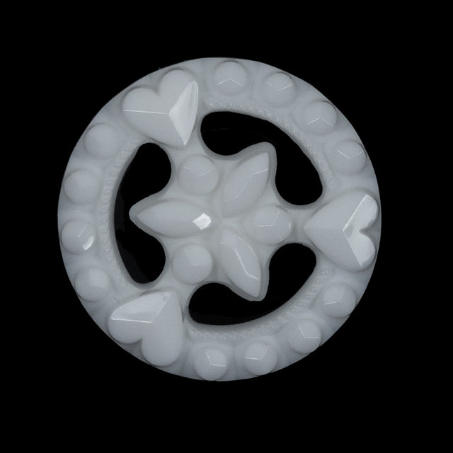 Glossy White Hearts and Gems Open Framework Shank Back Button - 45L/29mm