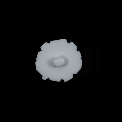 Italian White Abstract Floral Textured Shank Back Button - 20L/12.5mm Detail