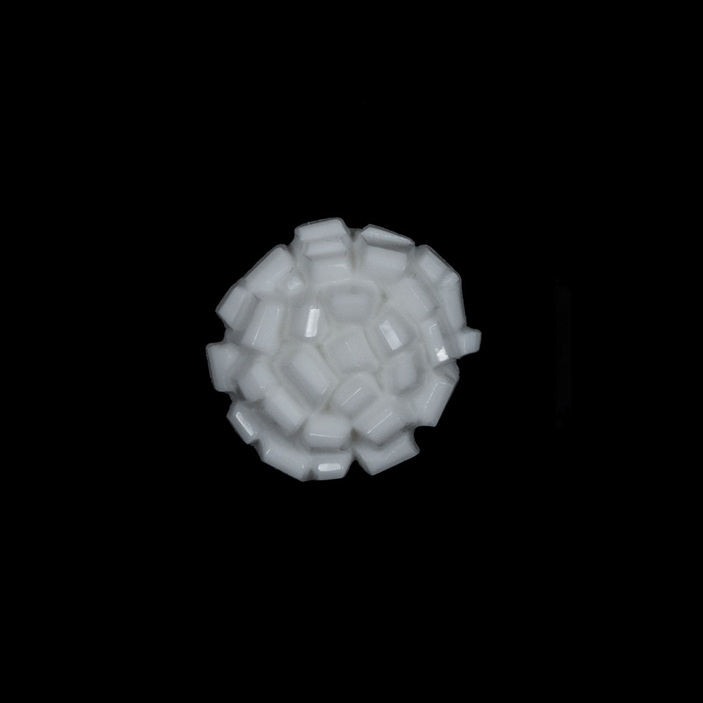 Italian White Abstract Floral Textured Shank Back Button - 20L/12.5mm